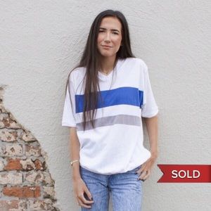 Made in USA Vintage Active Lee Striped V Neck